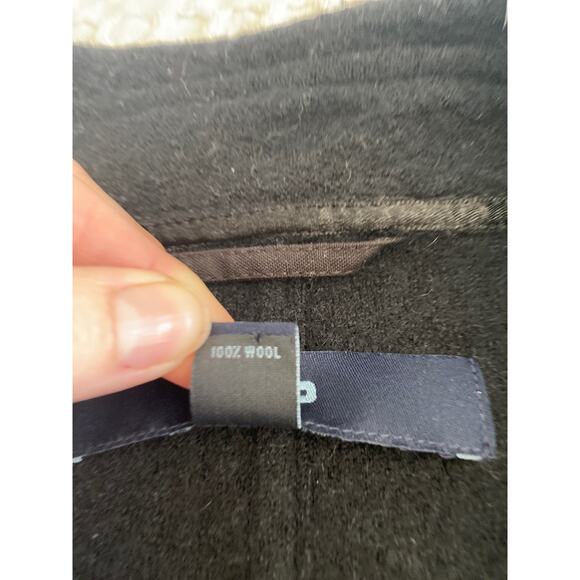 Gap Y2K Women’s 100% Wool Black‎ Pea Swing Coat Jacket Sz M - Picture 8 of 8
